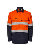 Hi Vis Reflective Shirt With Gusset Sleeves - Orange/Navy