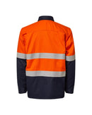Hi Vis Reflective Shirt With Gusset Sleeves - Orange/Navy