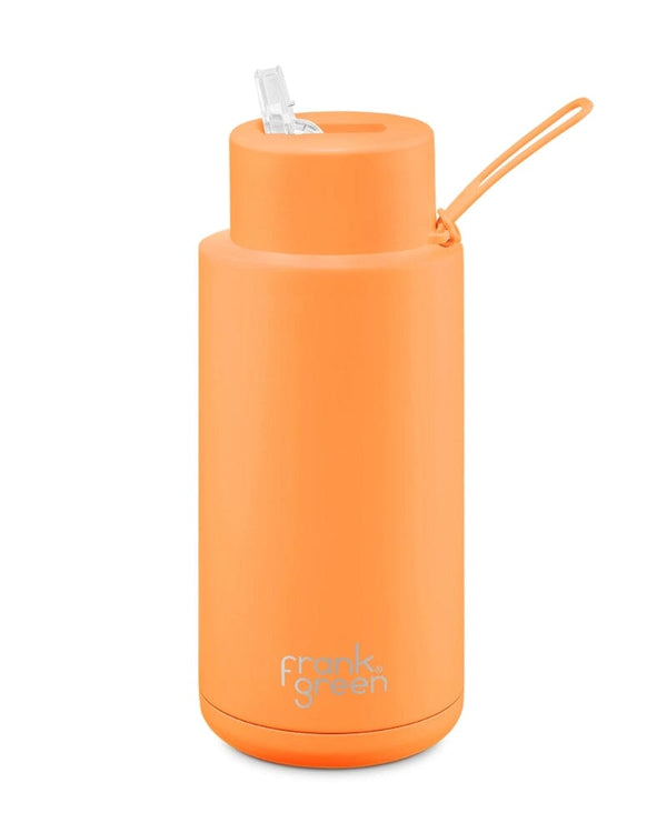 34oz Reusable Bottle Straw Lid - Neon Orange