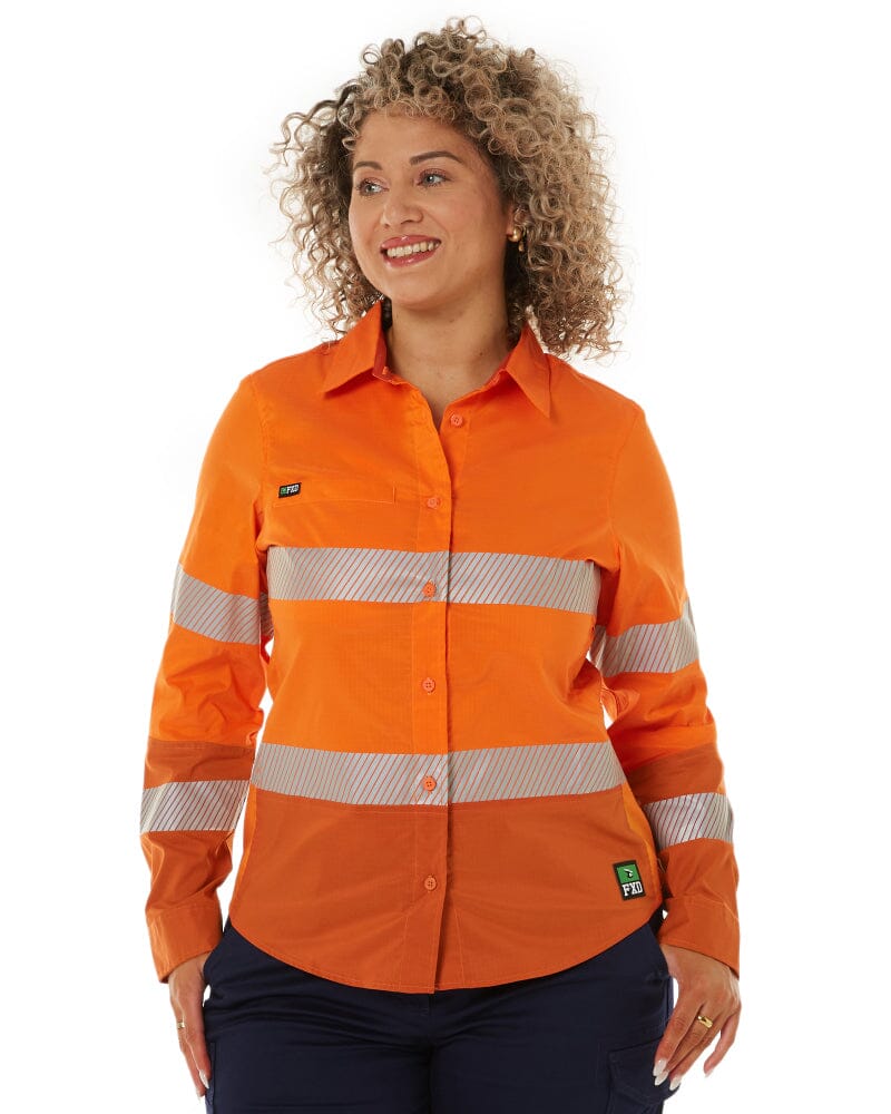 FXD LSH-2WT Womens Long Sleeve Taped Shirt - Orange | Buy Online
