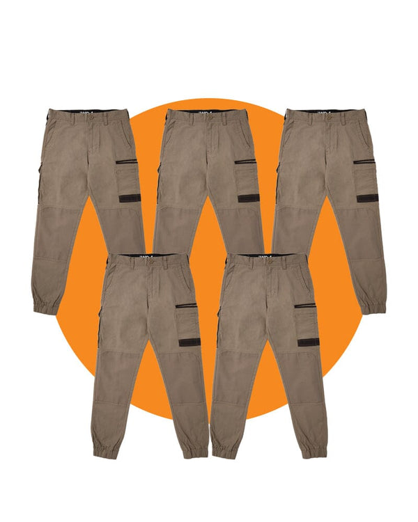 Tradies WP-4 Stretch Cuffed Work Pants 5 Value Pack - Khaki