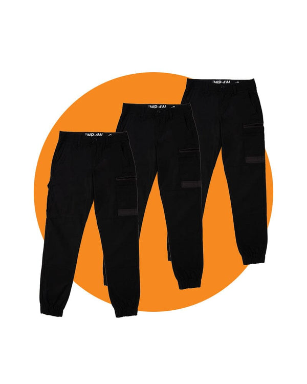 Tradies WP-4W Womens Stretch Cuffed Work Pants Value Pack - Black