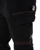 WP-12C Cuffed Elastic Waist Stretch Ripstop Work Pant - Black