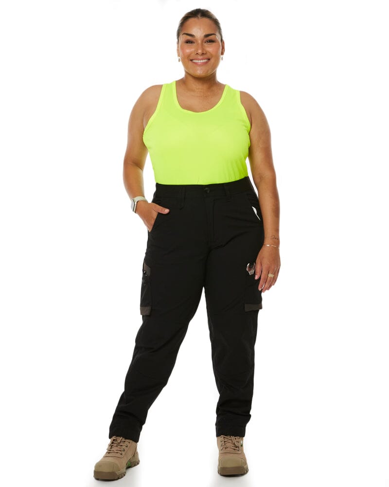 WP-8W Womens Cuffed Stretch Ripstop Work Pant - Black