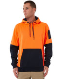 Brushed Fleece Hoodie - Orange/Navy