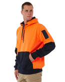 Brushed Fleece Hoodie - Orange/Navy