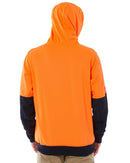 Brushed Fleece Hoodie - Orange/Navy
