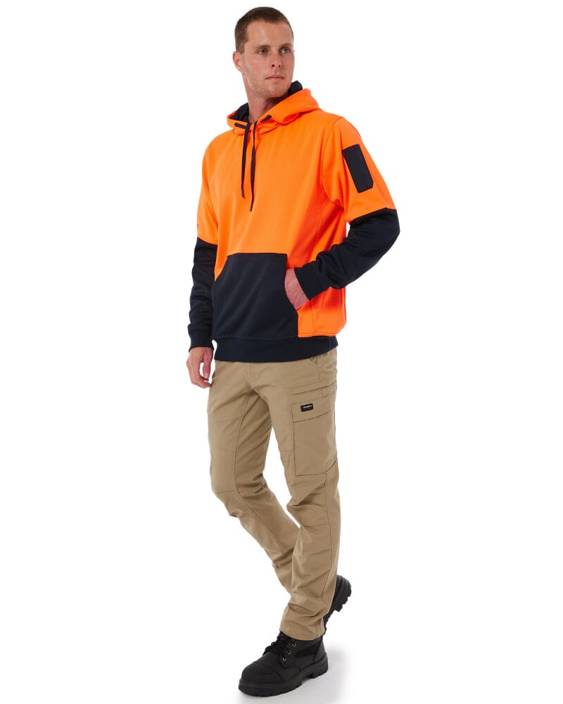 Brushed Fleece Hoodie - Orange/Navy