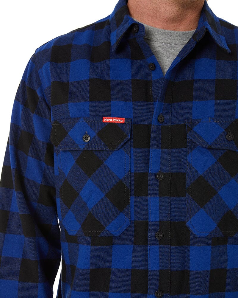Check Flannel Cotton Work Shirt - Check/Blue