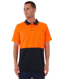 Hi Vis Non Cuff Traditional Polo - Orange/Navy