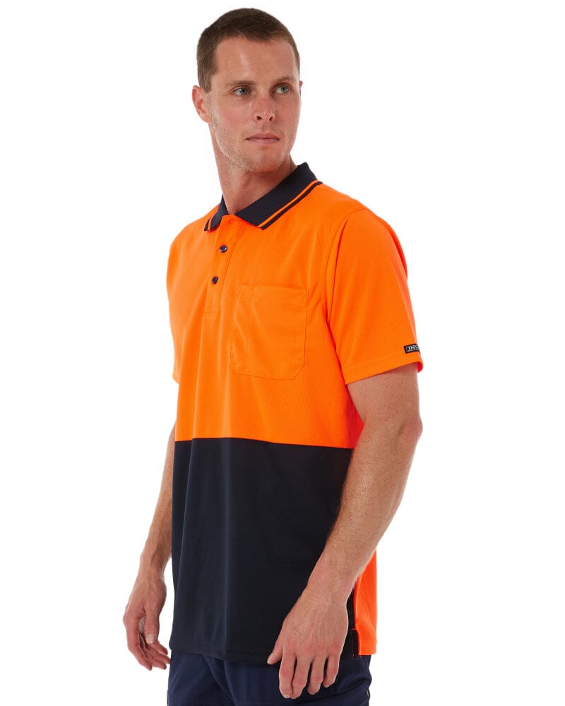 Hi Vis Non Cuff Traditional Polo - Orange/Navy
