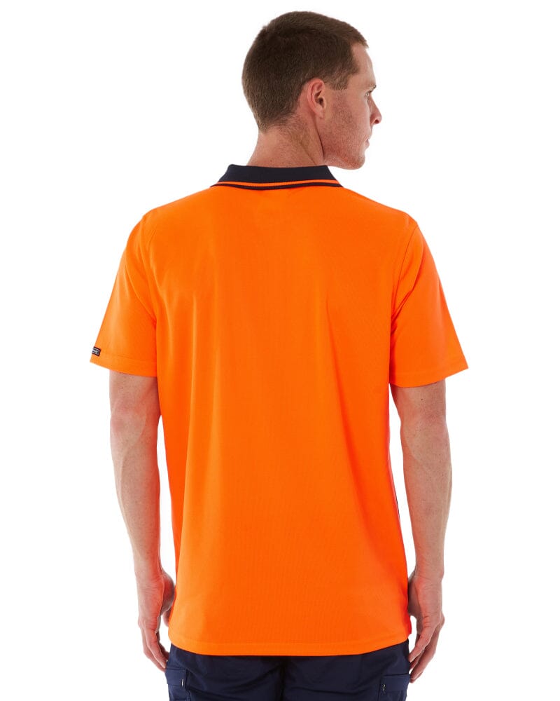 Hi Vis Non Cuff Traditional Polo - Orange/Navy