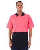 Hi Vis Non Cuff Traditional Polo - Pink/Navy