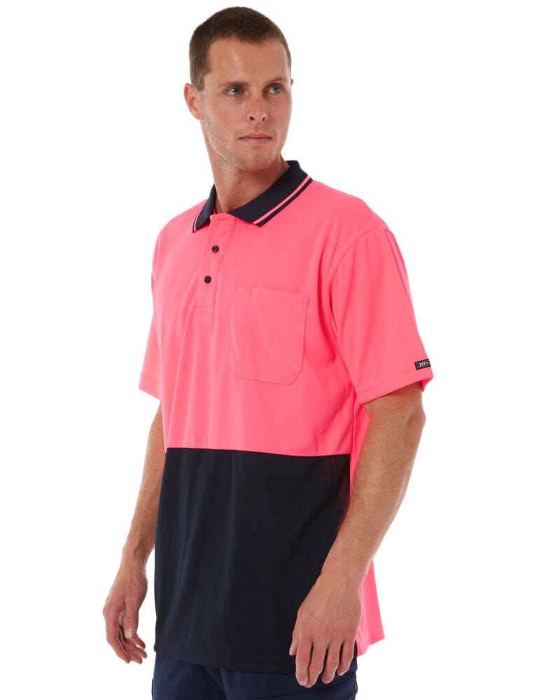 Hi Vis Non Cuff Traditional Polo - Pink/Navy