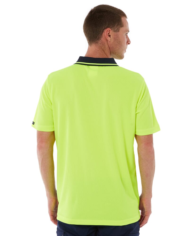 Hi Vis Non Cuff Traditional Polo - Lime/Navy
