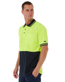 Hi Vis SS Traditional Polo - Lime/Navy
