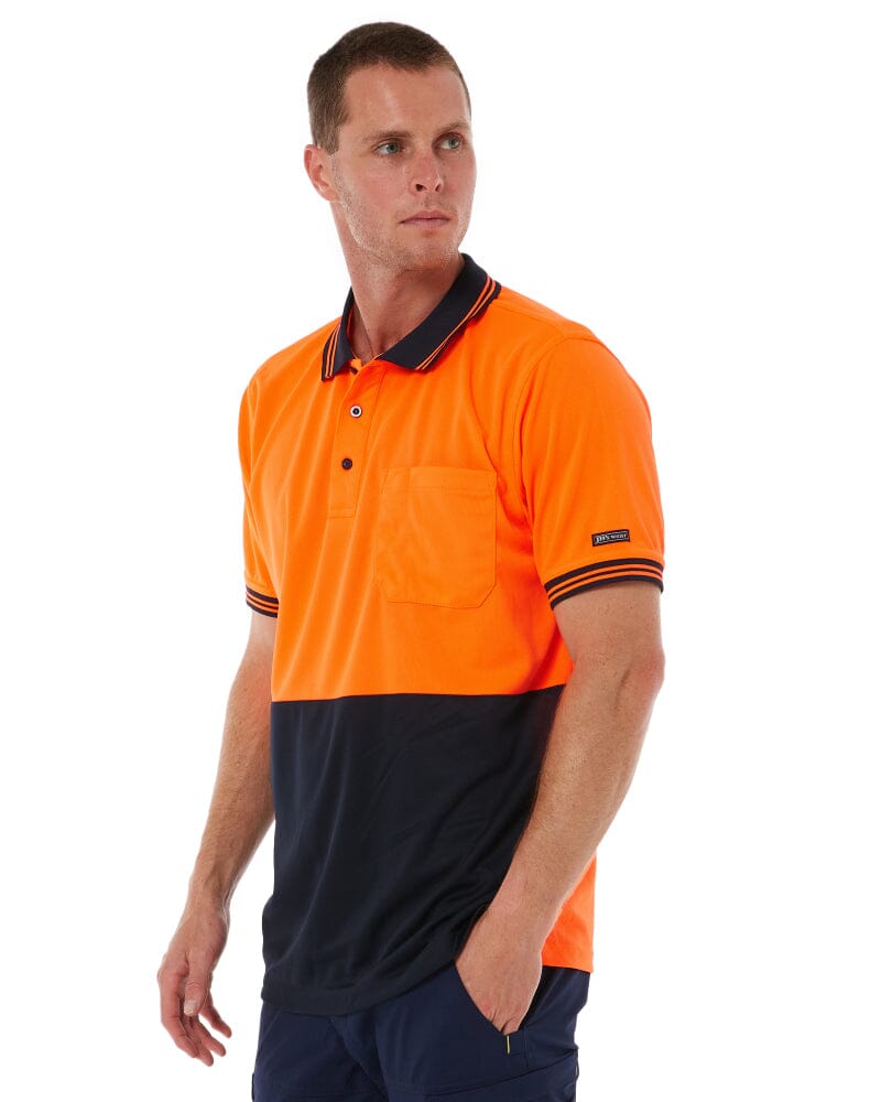 Hi Vis SS Traditional Polo - Orange/Navy
