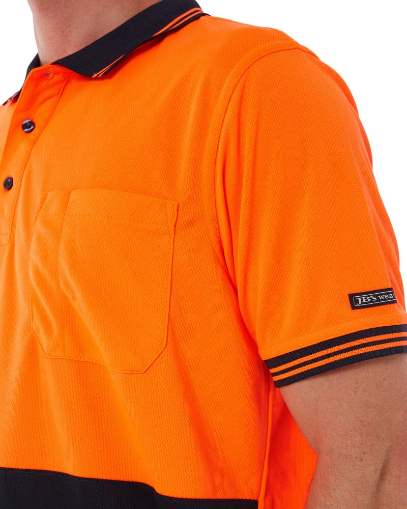 Hi Vis SS Traditional Polo - Orange/Navy