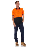 Hi Vis SS Traditional Polo - Orange/Navy