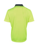 Hi Vis Jacquard Non Cuff Polo - Lime/Navy