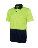 Hi Vis Jacquard Non Cuff Polo - Lime/Navy