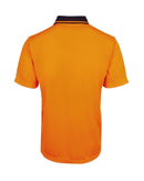 Hi Vis Jacquard Non Cuff Polo - Orange/Navy