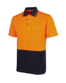 Hi Vis Jacquard Non Cuff Polo - Orange/Navy