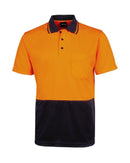 Hi Vis Jacquard Non Cuff Polo - Orange/Navy