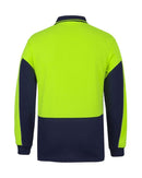 Hi Vis Long Sleeve Gap Polo - Lime/Navy