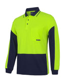 Hi Vis Long Sleeve Gap Polo - Lime/Navy