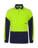 Hi Vis Long Sleeve Gap Polo - Lime/Navy