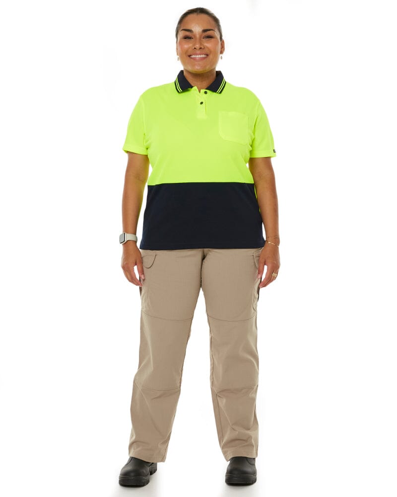 Ladies Hi Vis SS Polo - Lime/Navy