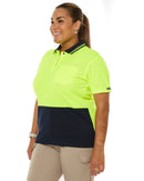 Ladies Hi Vis SS Polo - Lime/Navy
