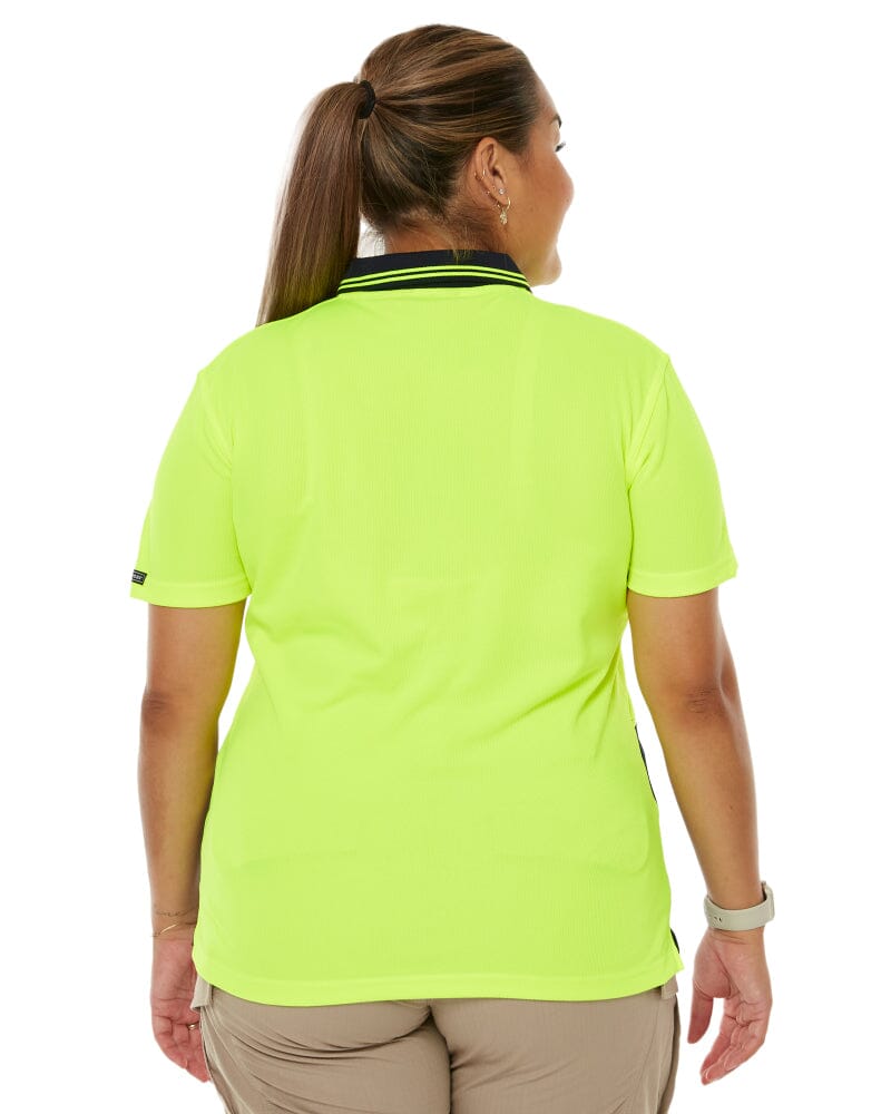 Ladies Hi Vis SS Polo - Lime/Navy