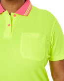 Ladies Hi Vis SS Polo - Lime/Pink