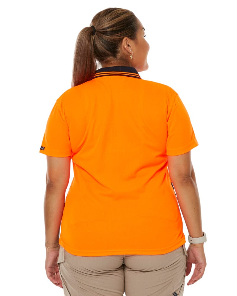 Ladies Hi Vis SS Polo - Orange/Navy