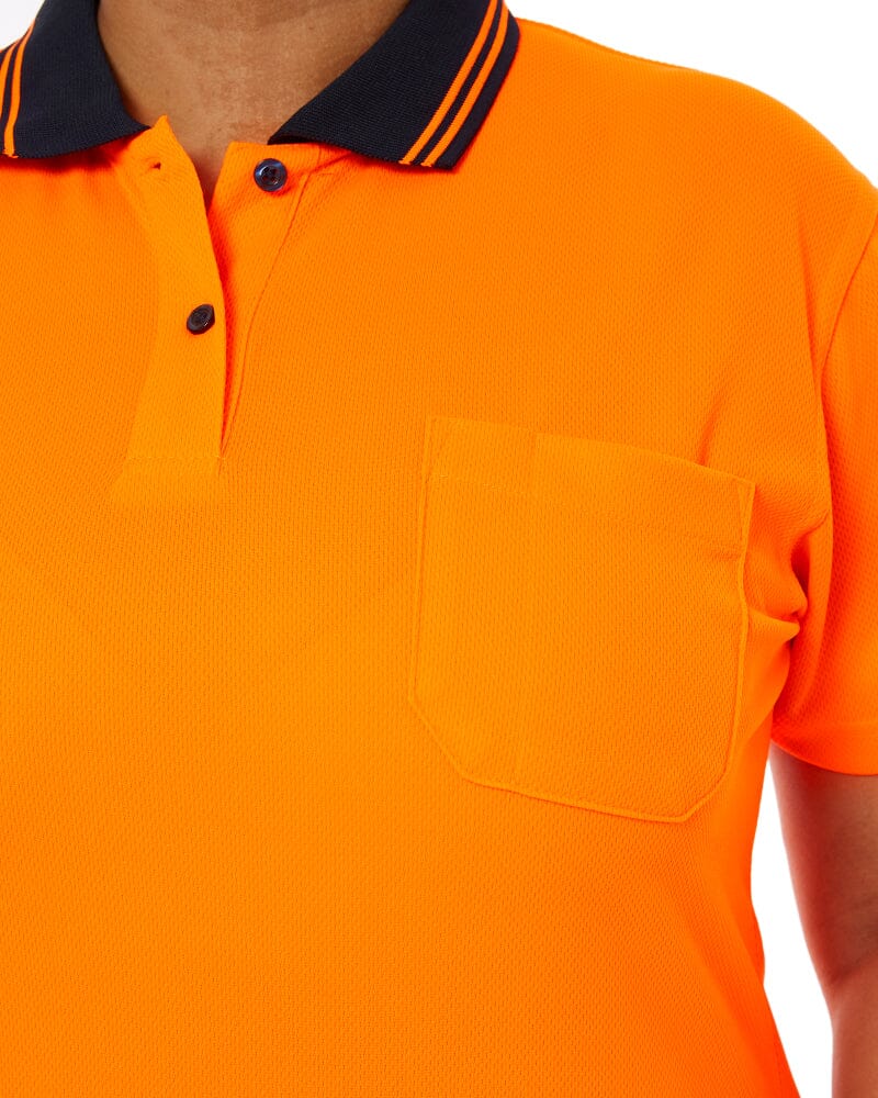 Ladies Hi Vis SS Polo - Orange/Navy