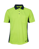 Hi Vis Short Sleeve Sport Polo - Lime/Navy