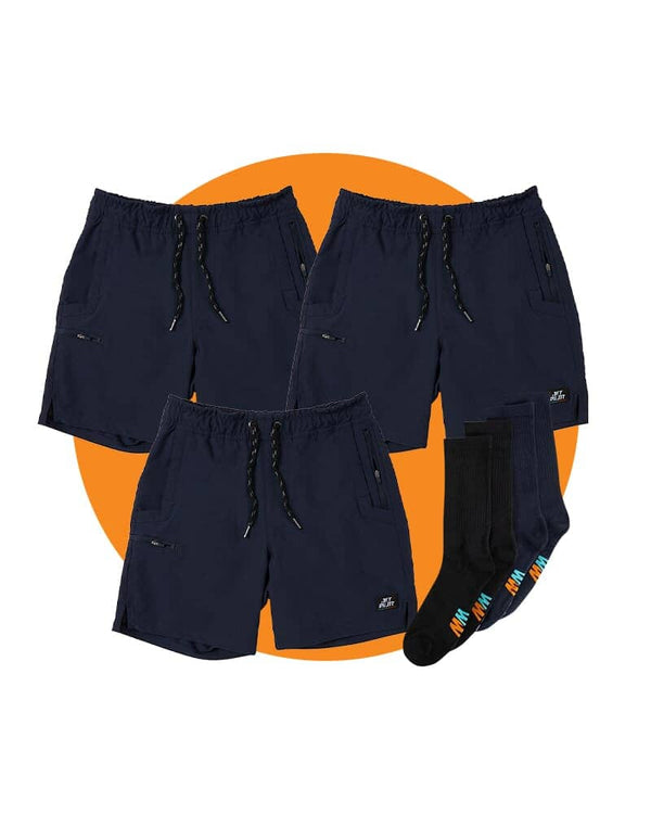 Tradies Jet-Lite Hybrid Shorts Value Pack - Navy