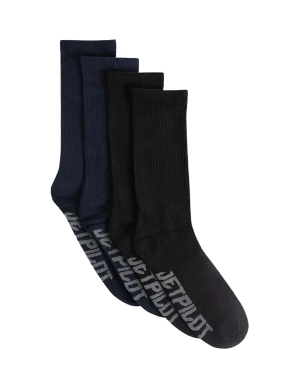 Crew Work Socks 4pk - Black/Blue