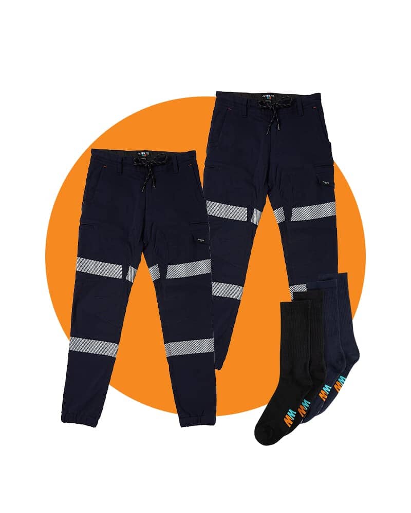 Jetpilot Tradies Taped Cuff Pant Twin Value Pack Ink Buy Online