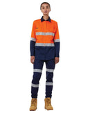 Womens Vented Drill Shirt Taped - Orange/Navy