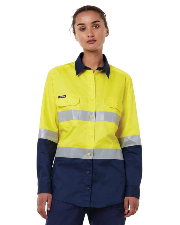 Womens Vented Drill Shirt Taped - Yellow/Navy