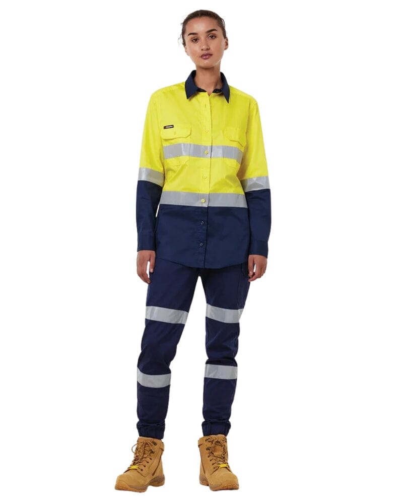 Womens Vented Drill Shirt Taped - Yellow/Navy