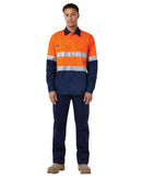 Vented Drill Shirt Taped - Orange/Navy