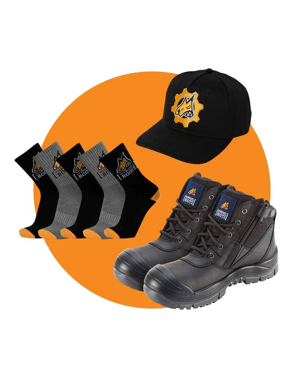 Tradies 461 Zipsider Scuff Cap Safety Boot Value Pack - Black