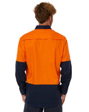 Vented Closed Front Lightweight LS Shirt - Orange/Navy