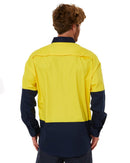 Vented Closed Front Lightweight LS Shirt - Yellow/Navy