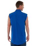 Closed Front Sleeveless Shirt - Cobalt Blue