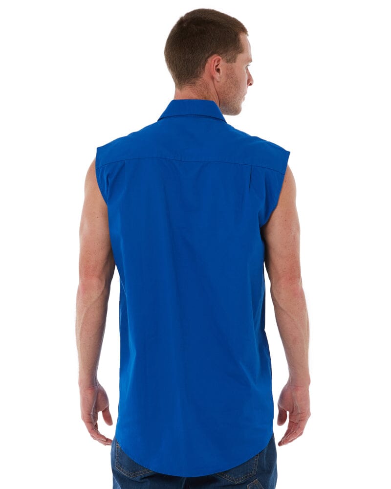 Closed Front Sleeveless Shirt - Cobalt Blue